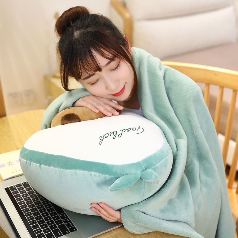 [Hàng Sẵn] Gối Chăn Văn Phòng Giữ Ấm Đáng Yêu, Chăn Gối 3in1