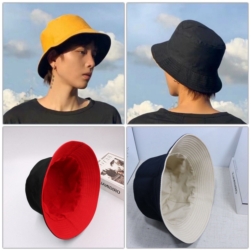 Nón bucket / mũ tai bèo trơn 2 mặt thời trang