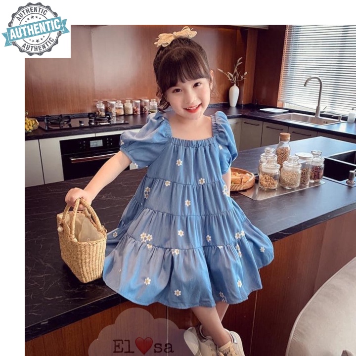 Váy bé gái hoa cúc 4 tầng vải đũi lạnh - siêu xinh cho bé từ 1-8 Tuổi - AUTHENTIC