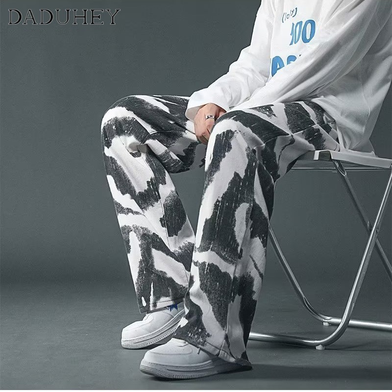 DaDuHey Men's 2022 New Autumn Loose Camouflage Cargo Pants Ins Trendy Fashion Tie-Dyed Casual Pants