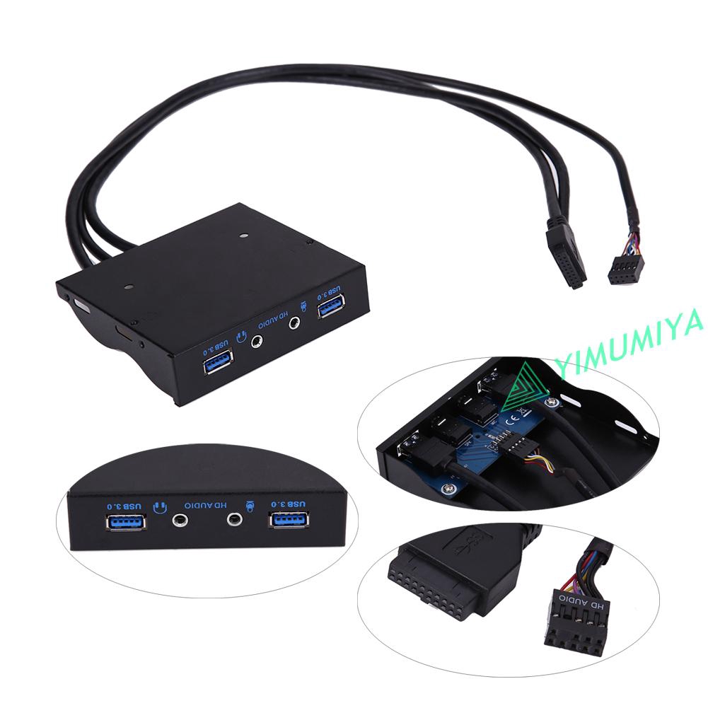 YI 3.5" 20Pin to 2 USB 3.0 Port HUB + HD Audio PC Floppy Expansion Front Panel