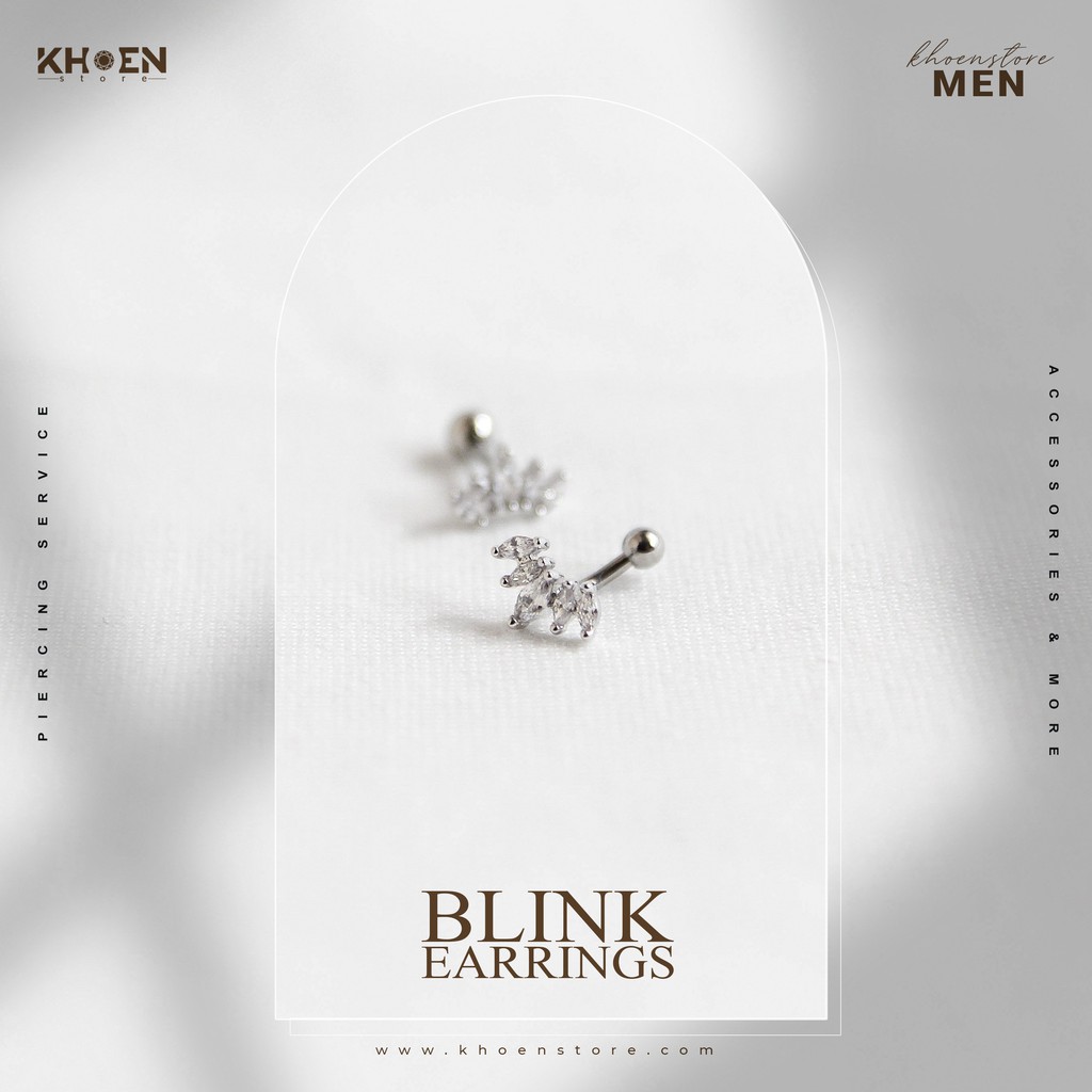 Khuyên tai Cong đá zircon 5 tia vị trí rook, daith - Khoen Store