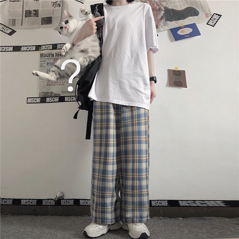 Quần Ống Rộng Kẻ Caro Lưng Cao Dáng Suông, Quần Dài Nữ Caro Ulzzang Phối Kẻ Sọc Nhiều Màu QD011 | BigBuy360 - bigbuy360.vn