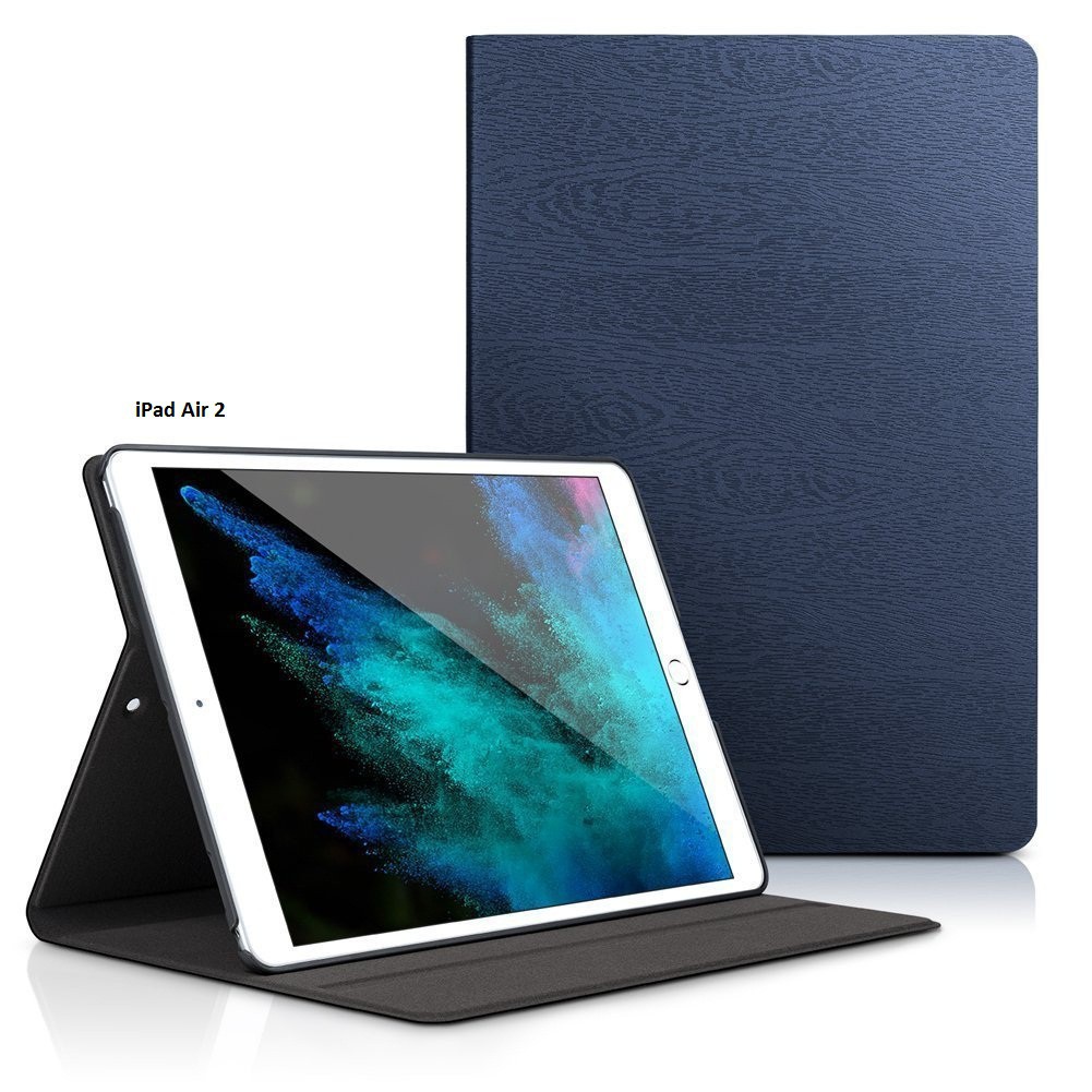 Bao da iPad Air 2 Vân Gỗ (Xanh đen).Bao da mới siêu hot năm 2017