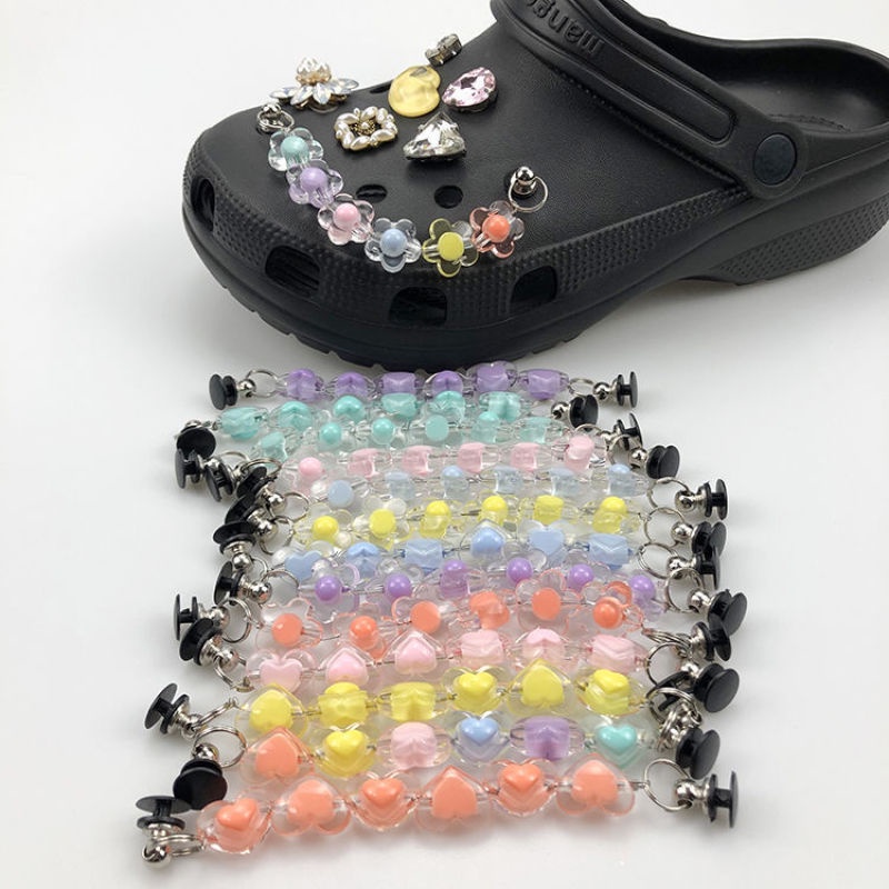 Phụ Kiện Trang Trí Giày Hình Trái Tim Đính Hạt Xinh Xắn