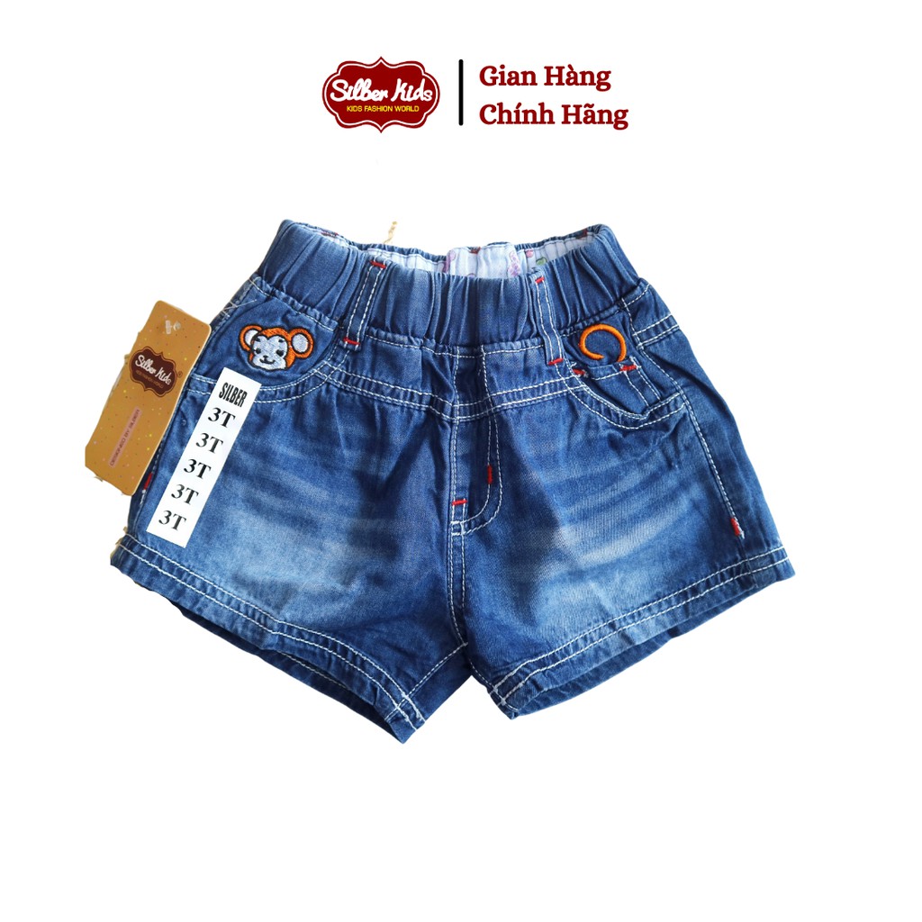 [Mã BMBAU50 giảm 7% đơn 99K] Quần Short Jean Bé Gái 9-28kg Thêu Khỉ Xinh Xắn SILBER KIDS