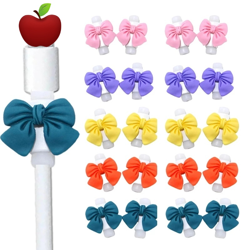 Set 2 Phụ Kiện Bảo Vệ Dây Cáp Sạc USB Hình Nơ Bằng Nhựa Chất Lượng Cao iphone