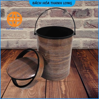 Thùng rác nắp lật vân gỗ nhựa việt nhật ❤️freeship❤️ thùng rác việt nhật 10l làm sọt rác văn phòng, khách sạn, gia đình.