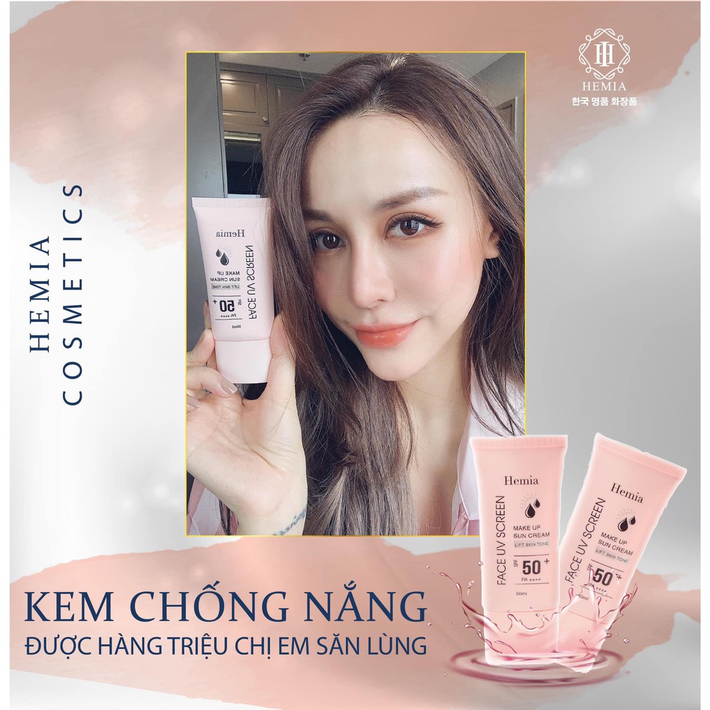 Kem Chống Nắng Hemia Hàn Quốc 100% Tự Nhiên Dùng Được Cho Bà Bầu Dưỡng Trắng Nâng Tone An Toàn