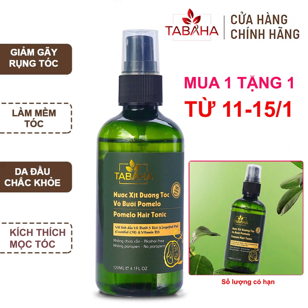 [Mã BMBAU50 giảm 7% đơn 99K] Nước xịt dưỡng tóc tinh dầu vỏ bưởi Pomelo Tabaha 120ml Tặng Dây Cột tóc hoa cúc