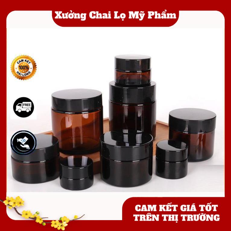 Hủ Chiết Kem Thủy Tinh Nâu 15g,20g,30g,50g,100g , hủ lọ chiết mỹ phẩm , phụ kiện du lịch