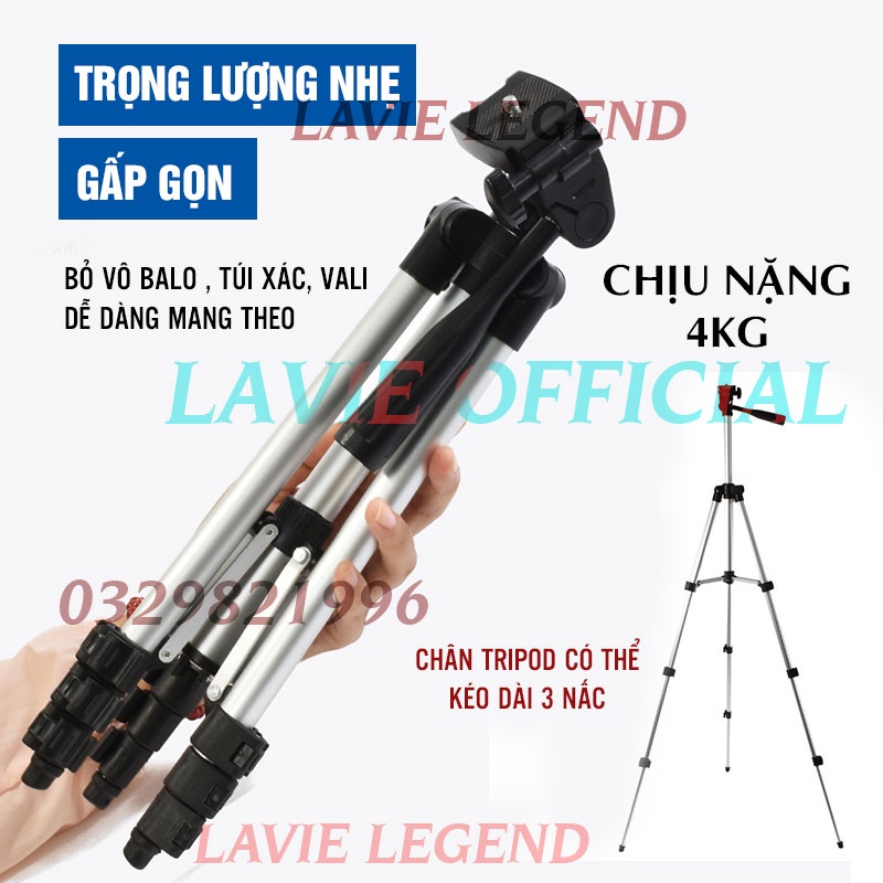 Tripod Điện Thoại 150cm, Chân Máy Ảnh Khung Nhôm Xoay Nhiều Góc Độ Hỗ Trợ Chụp Hình Livesteam, Facetime, Quay Video