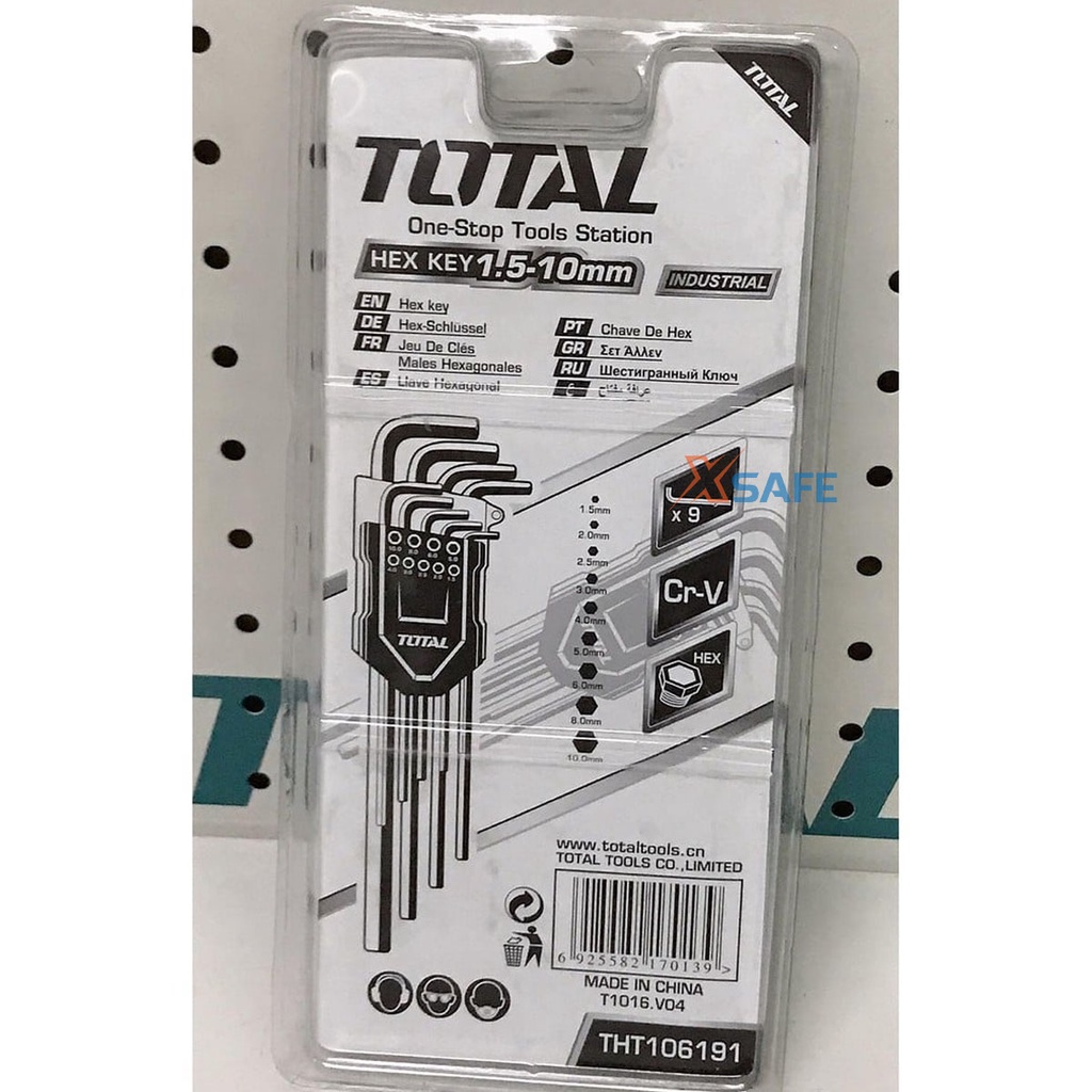 Bộ chìa lục giác đầu bằng TOTAL THT106191 chắc chắn, không rỉ sét Lục giác tôi luyện thép Cr-V bền bỉ, nhỏ gọn