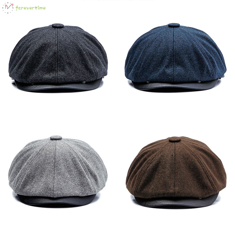 ☞mũ☜ Men Beret Hat Driving Cabbie Peaky Thick Warm Flat Cap Vintage Newsboy Hat