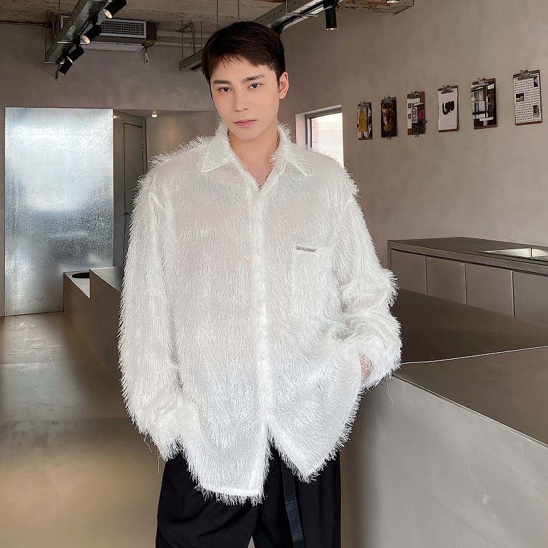 Áo Sơ Mi Tay Dài Phối Lưới Thoáng Khí Phong Cách Hàn Quốc Thời Trang Mùa Hè Cho Nam Và Nữ