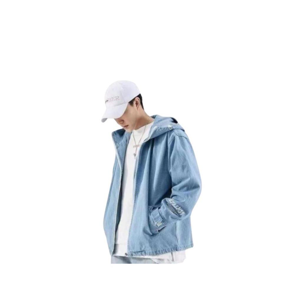 🌟HCM🌟 Áo Khoác Jean Nam, Áo Khoác Jean Unisex Có Mũ In Chữ Siêu Hot mã: JG_AJNAM_1310