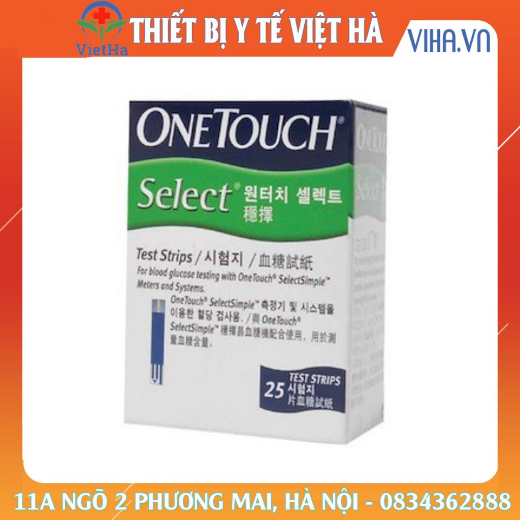 que thử đường huyết one touch select hộp 25 que