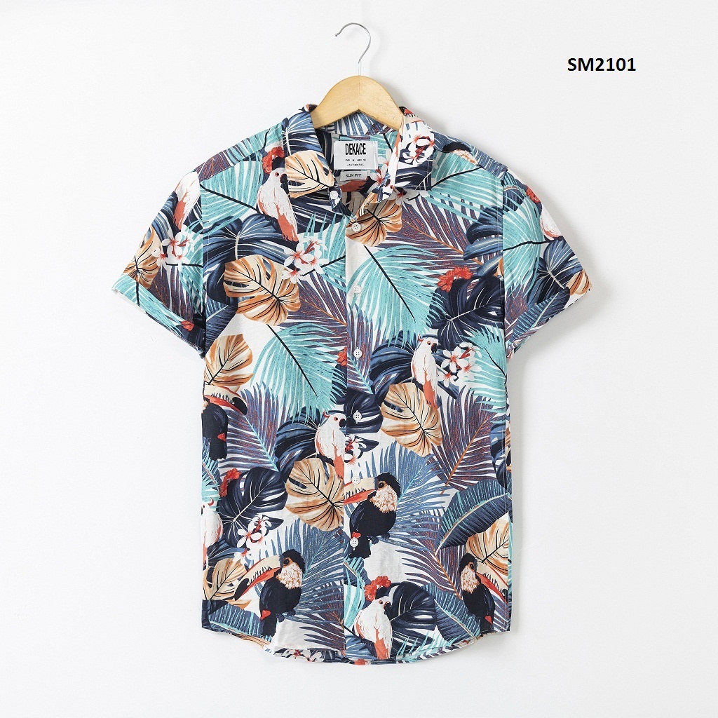 Áo Sơ Mi Họa Tiết Hoa Lá Đi Biển Nam Nữ