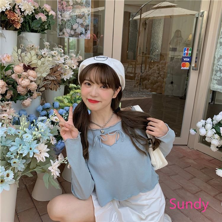 Plus Áo Thun Tay Dài Đính Nơ Kiểu Hàn Quốc Thời Trang Mùa Thu Cho Nữ