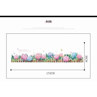 Decal dán chân tường cẩm tú cầu