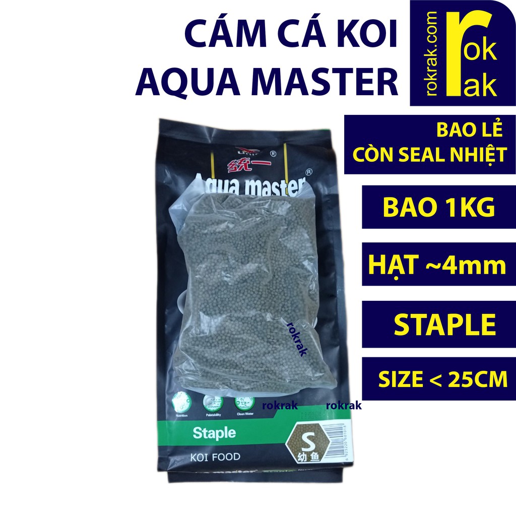 Cám AquaMaster 1Kg (bao lẻ còn seal từ bao lớn 5kg) thức ăn cho cá Koi AQUA MASTER Growth Hi-Growth Color Enhancer