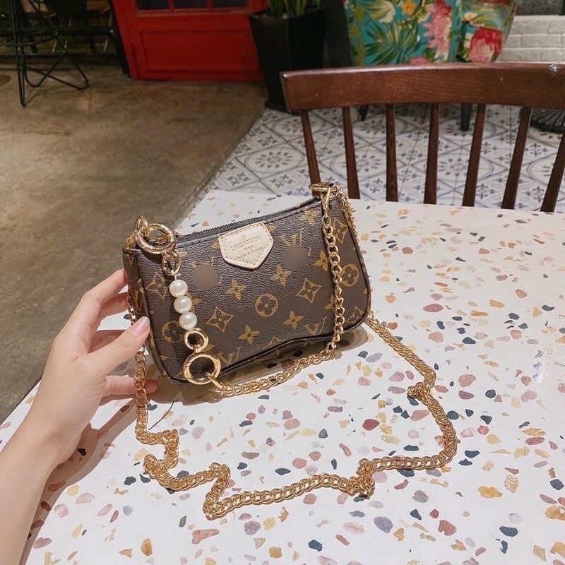 [Mã 153FASHIONSALE1 giảm 10k đơn từ 50k] Túi đeo chéo lv , kẹp nách dây xích có ngọc