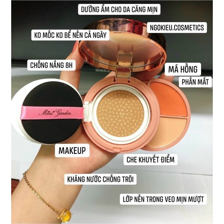 [ TĂNG SON KEM LÌ ] Phấn Nước Mini Garden 3 In 1 CC Cushion SPF 40+ PA+++ ( 1 lõi x 12g) PV991