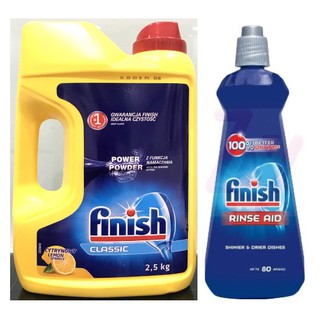 Combo Bột rửa bát Finish 2,5kg + Nước bóng Finish 400ml