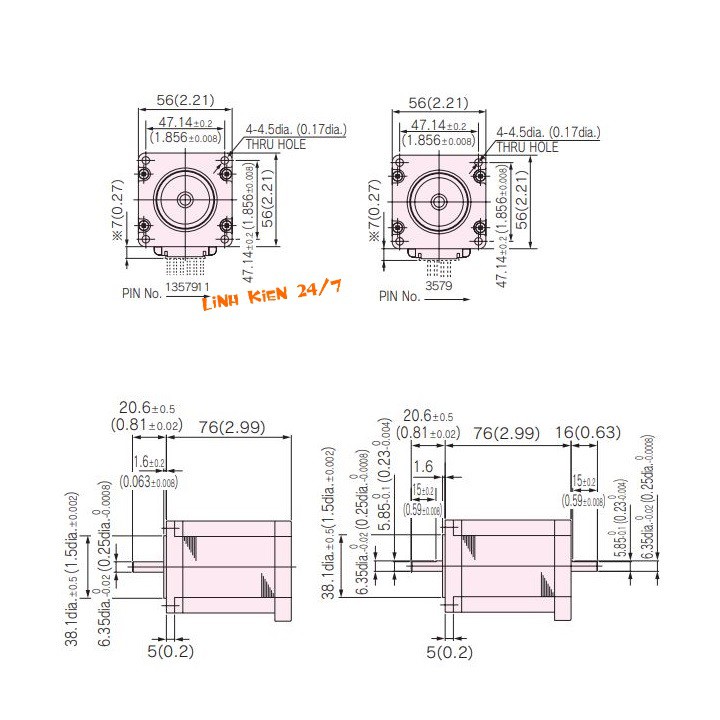 Động Cơ Bước Nidec Servo KH56QM2U038 56x76mm 1.3N.M