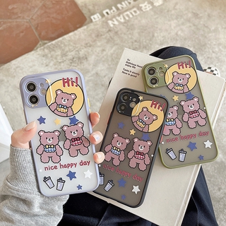 Ốp điện thoại TPU mềm chống sốc họa tiết chú gấu hoạt hình và chai nước dễ thương IPhone 11 Pro Max XR/XS/X 7 8+6 6S