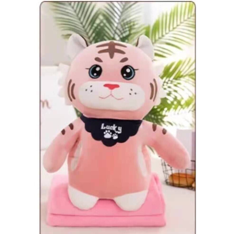 Chăn gối văn phòng hình thú voi xinh, trà sữa, hổ siêu mẫu mới đáng yêu 2in1