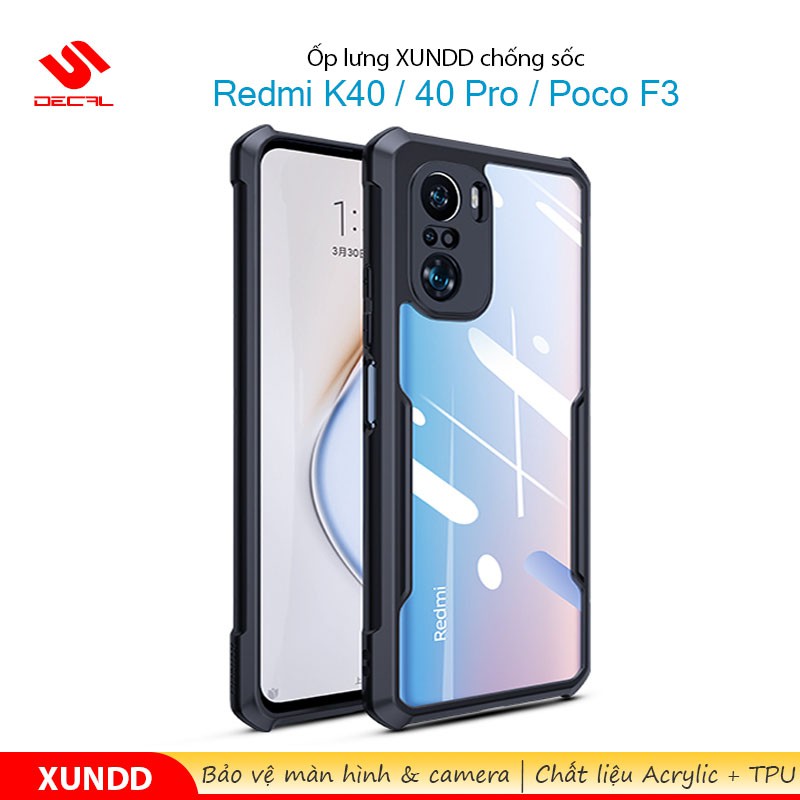 Ốp lưng XUNDD Redmi K40 / K40 Pro / Poco F3, Mặt lưng trong, Viền TPU, Chống sốc
