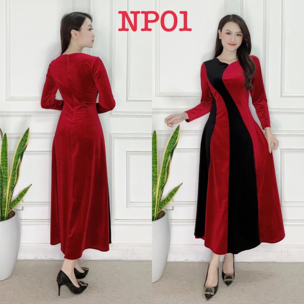 Đầm Trung Niên Sang Trọng Cao Cấp Đẹp Huy Hoàng Anh,Váy Nữ Cho Mẹ Lụa Dự Tiệc Công Sở Trên 30,40 Tuổi Qua Gối Xòe NP TuV