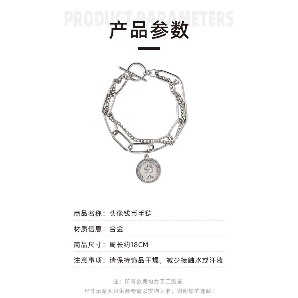 Vòng tay phối đồng xu vàng thiết kế độc đáo thời trang 22442