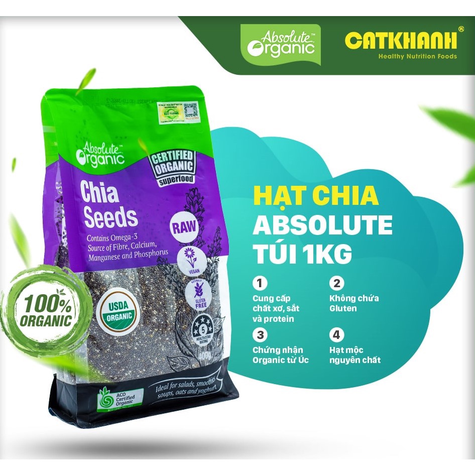 Hạt chia hữu cơ Absolute Organic túi 400gr-1kg