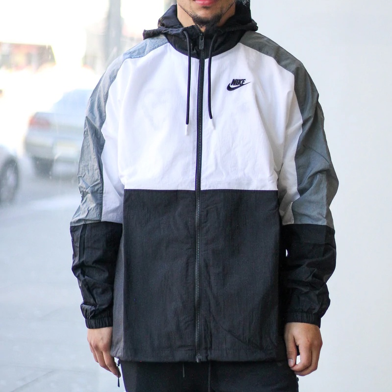 ÁO KHOÁC NAM NIKE RETRO WOVEN JACKET - ĐEN PHỐI TRẮNG XÁM