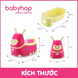 Bô cho bé đi vệ sinh hình con sâu Babyhop phù hợp với bé trai, bé gái 6 tháng đến 5 tuổi chống trơn trượt có tay nắm