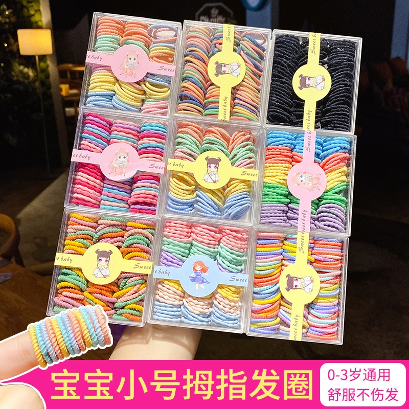 PVN40272 Hộp 100 dây thun cột tóc nhiều màu sắc cho bé Giá Rẻ