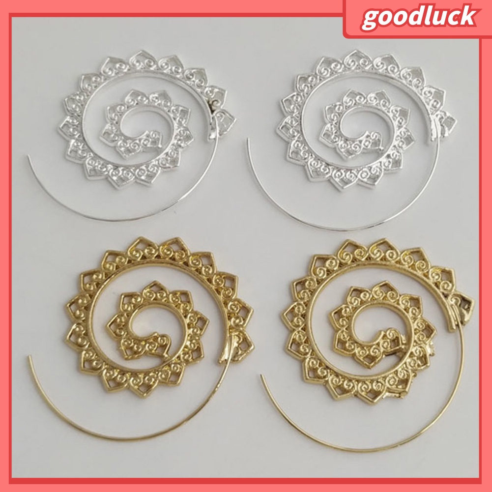 Đôi khuyên tai hình tròn xoắn ốc trang trí trái tim sành điệu cho nữ