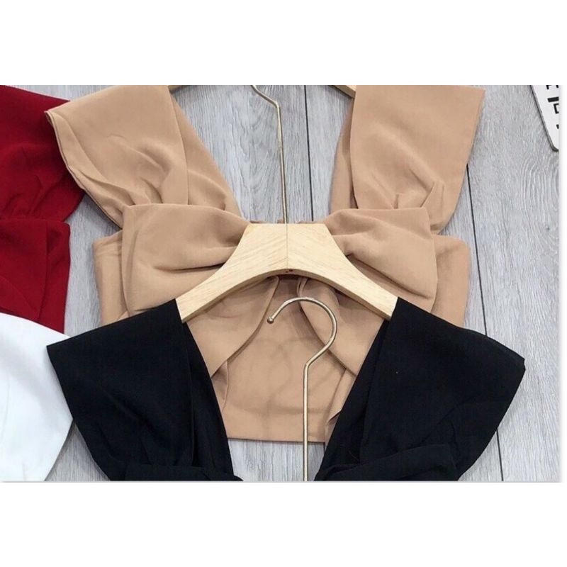 Áo hai dây bảng to croptop thắt nơ trước, áo kiểu croptop