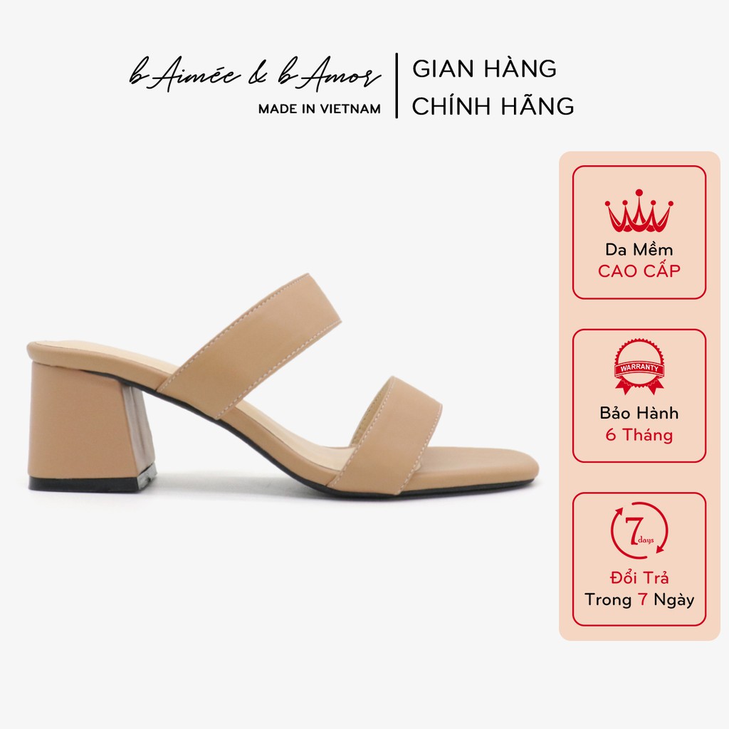 Guốc cao gót nữ đế vuông đẹp dáng dép sandal cao 5p mũi vuông quai ngang cao cấp bAimée &amp; bAmor - MS1665