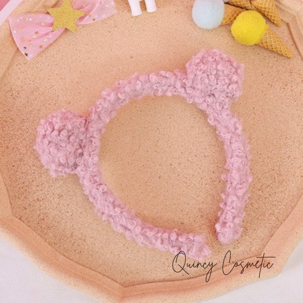 Băng Đô Cài Tóc, Bờm Tóc Lông Cừu Tai Gấu Dễ Thương - Băng Đô Rửa Mặt Trang Điểm Cho Nam Và Nữ QUINCY1141