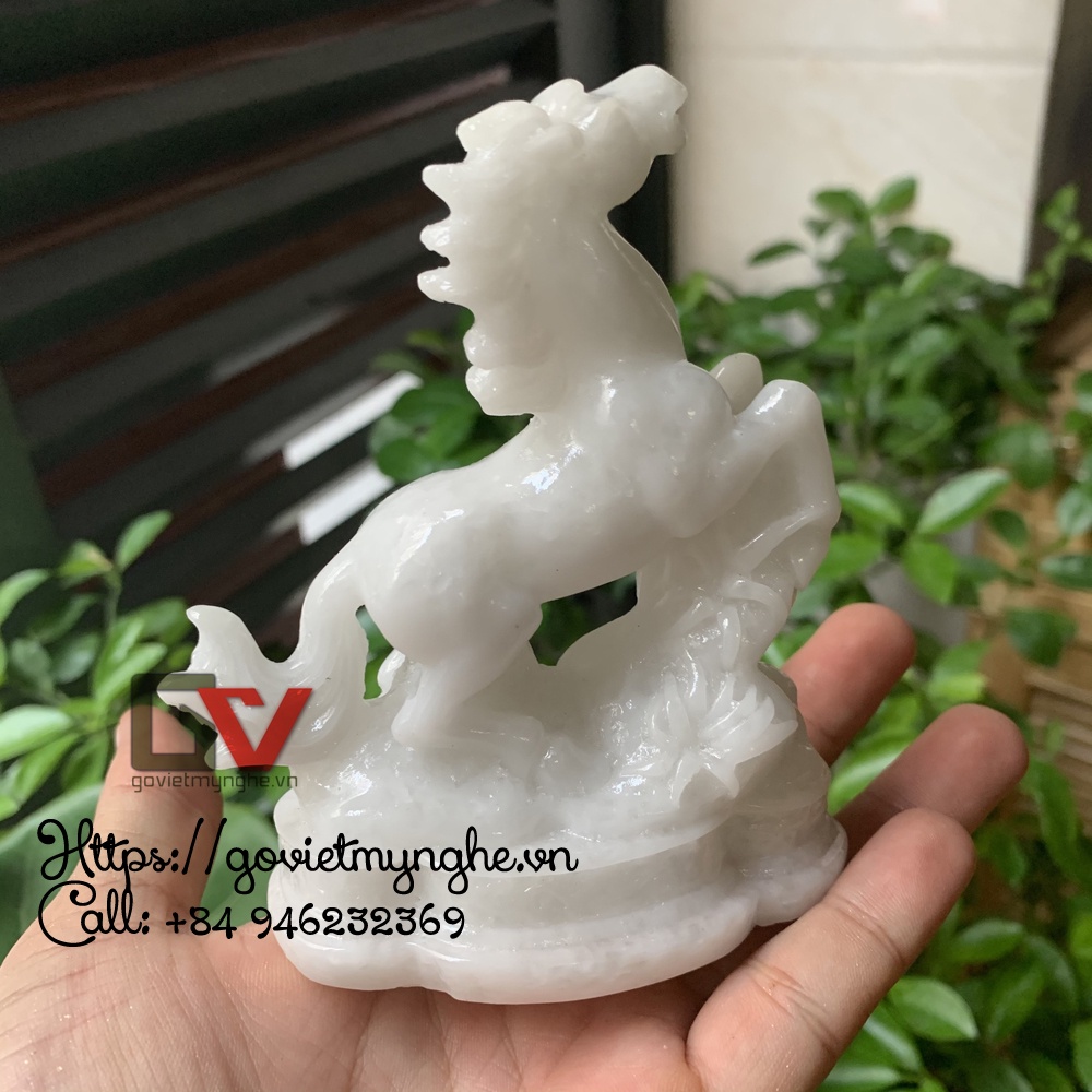 Tượng Đá Ngựa Trang Trí Phong Thủy - Đá Non Nước Đà Nẵng - Chiều cao 12cm