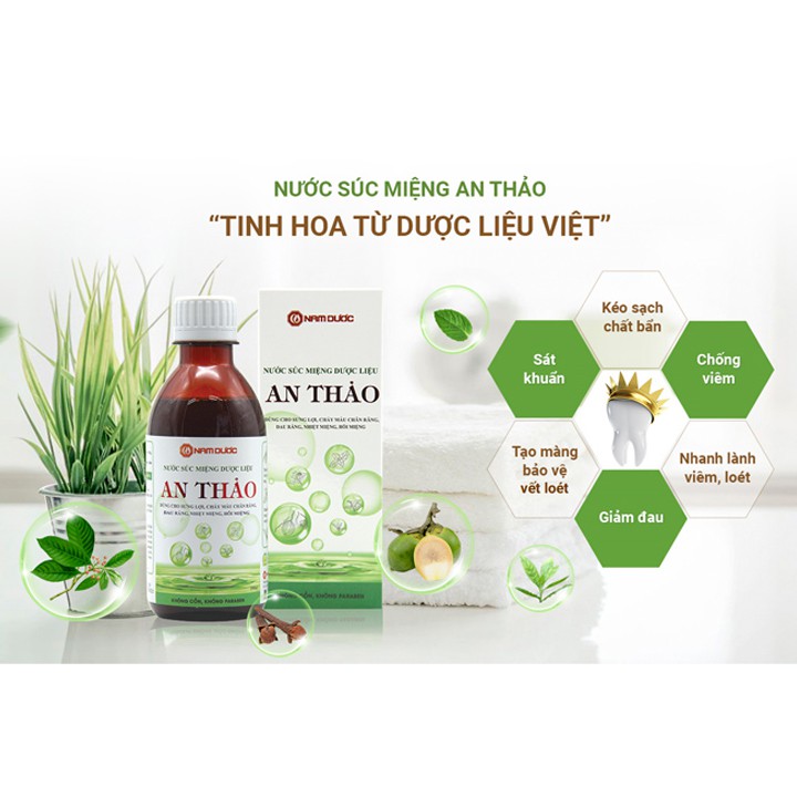 Nước súc miệng dược liệu An Thảo - Ngừa sâu răng, hôi miệng, chảy máu chân răng, viêm nướu, giúp hơi thở thơm tho