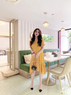 Váy cotton đuôi cá tay bồng