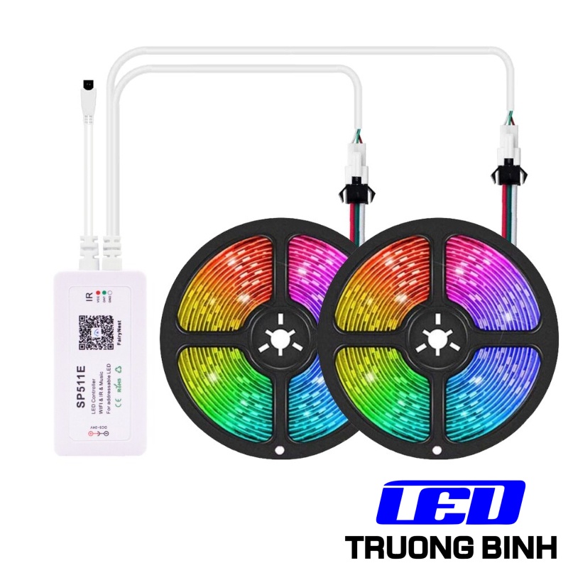 SP511E ĐIỀU KHIỂN LED FULL MÀU ARGB WS2812B WS2811 UCS1903 NHÁY THEO NHẠC ĐIỀU KHIỂN QUA  APP WIFI VÀ REMOTE RF 38 PHÍM