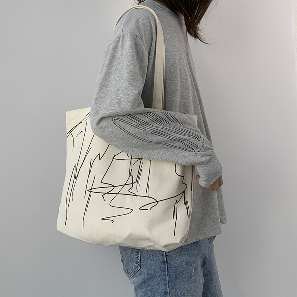 Túi tote vải đeo vai phong cách Hàn Quốc canvas bag giá rẻ đẹp đi học