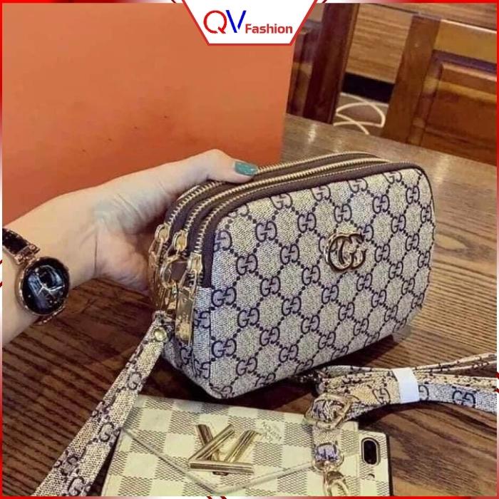 Túi ví mini 3 ngăn khóa phong cách hàn quốc, Túi xách nữ da mềm nhỏ gọn tiện lợi - QV Fashion