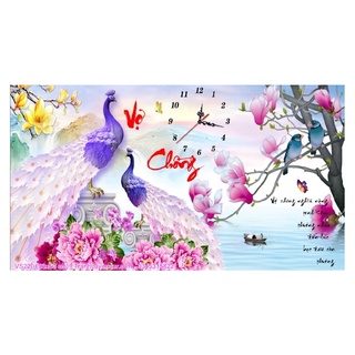 Tranh đính đá đồng hồ Vợ chồng 90*50cm VS220 - tự đính