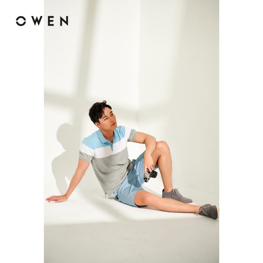 Quần Short Tây Owen Poly màu xanh Sport line - SS20356